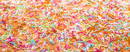 Sugar sprinkle, decoration for cake and bekery, a lot of sprinkles as a backgroundの写真素材