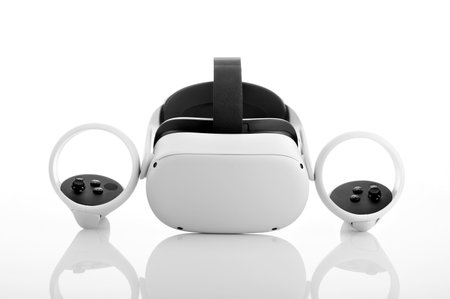 VR virtual reality glasses isolated on white background.