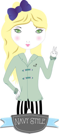 Fashion Navy style Teenagerのイラスト素材