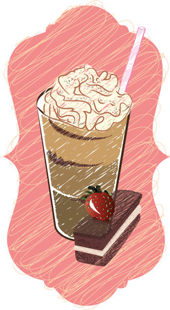 Vintage Frappe and Cakeのイラスト素材