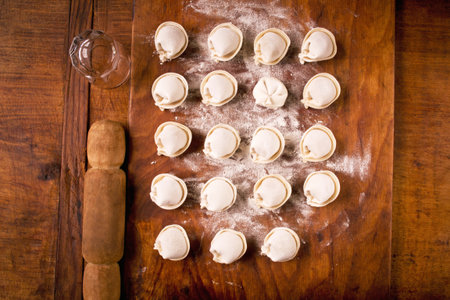 Homemade dumplings with meatの写真素材