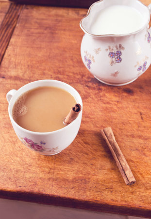 Cup of coffee with milkの写真素材