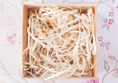 Wood wool in gift box