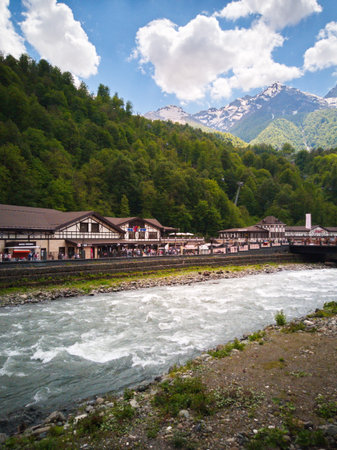 View of the stores at Roza Khutor