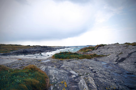 Rocks by the coast in Norway, near Vigra villageの写真素材