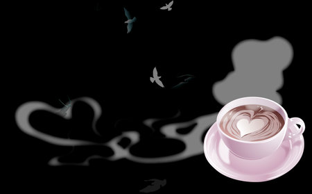 Nice decoration with a cup of coffeeの写真素材