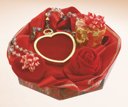 Nice ribbon with nice red hearts for youの写真素材