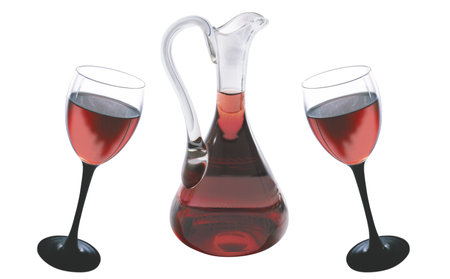 Red grapes and a glass of vineの写真素材