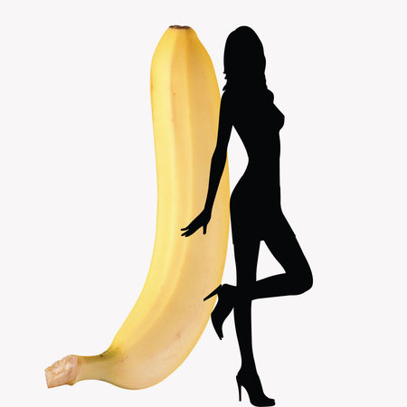 A sexy girl with a big bananaの写真素材