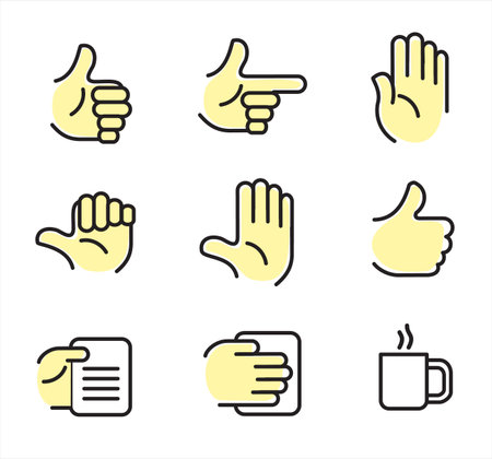 Icon set with hands on different positionのイラスト素材