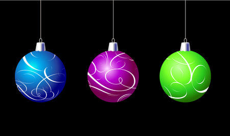 christmas balls with ornamentsのイラスト素材