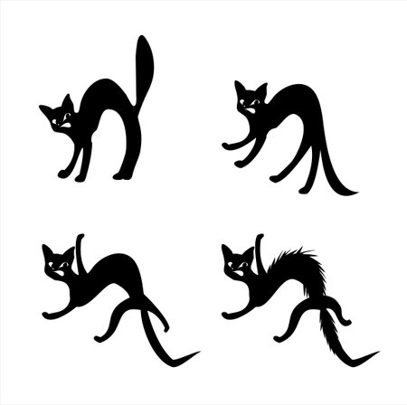 Jumping black catのイラスト素材