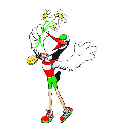 funny Stork-sortsmen rejoices victoryのイラスト素材