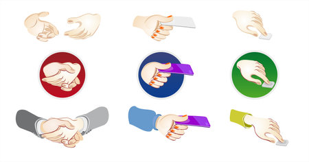 Stylized vector drawing of different hand positionのイラスト素材
