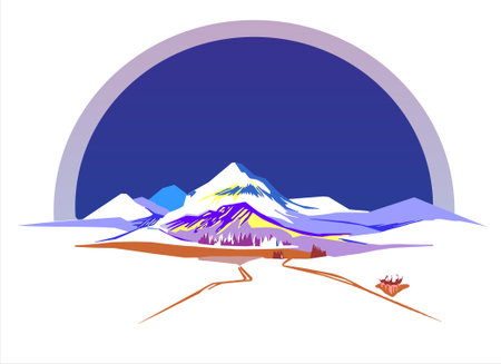 Stylized illustration of mountainsのイラスト素材