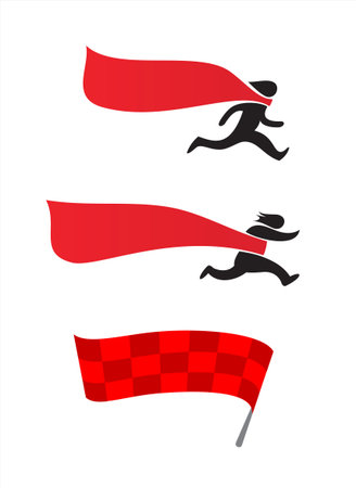 sport symbols - running man at the finish lineのイラスト素材