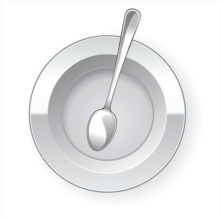Empty dinner plate and spoonのイラスト素材