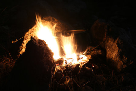 Cooking on the fireの写真素材