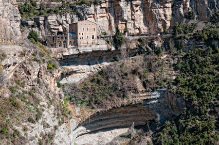 View of the Monastery of Sant Miquel del Faiの写真素材