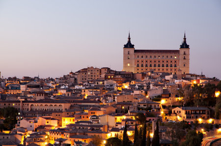 Alcazar of Toledo illuminated at duskのeditorial素材