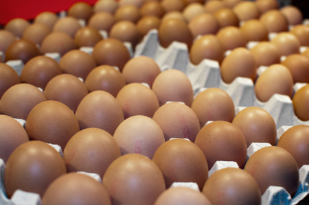 background of fresh eggs for sale at a marketのeditorial素材