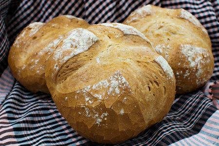 Spelt bread set on fabric background