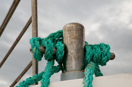 marine knot on a fishing boatの写真素材