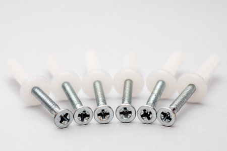Detail of several screws with plugs