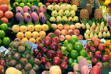 Detail of a fruit shop ready to sellのeditorial素材