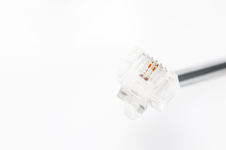 Detail of a telephone connector cableの写真素材