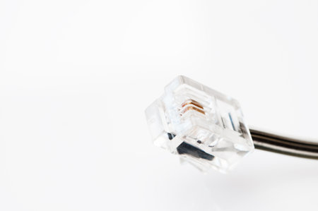 Detail of a telephone connector cableの写真素材