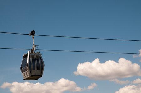 Detail of a cable car runningの写真素材