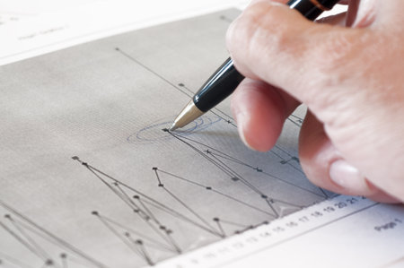 Financial graphs and charts analysis の写真素材