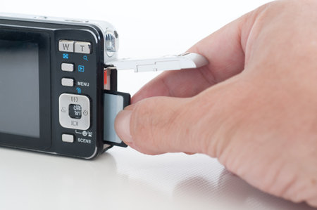 Compartment detail the memory card into a photographic camera