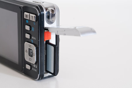 Compartment detail the memory card into a photographic cameraの写真素材