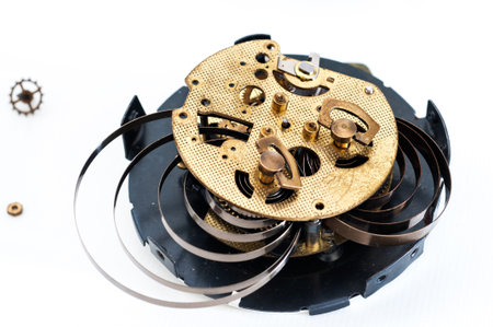 Clock disassembled for repair and calibration