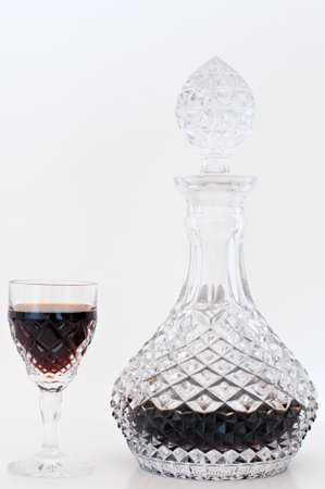 Bottle and glass with wine glassの写真素材