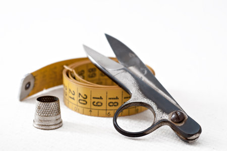 Detail of typical objects of a tailorの写真素材