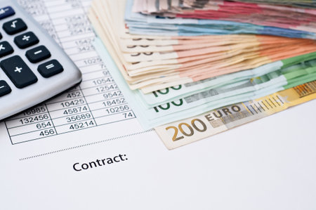 Detail of a contract documentの写真素材