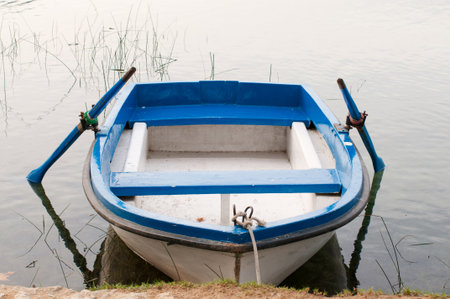 Detail of a boat on a lake