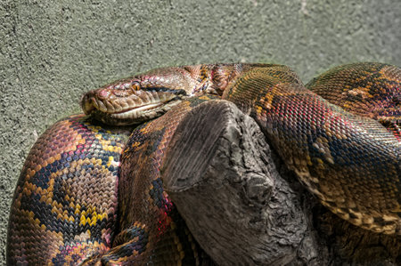 Detail of a reticulated pythonの写真素材
