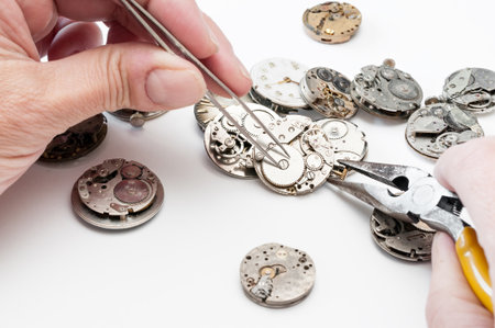 Detail of clock parts for restoration