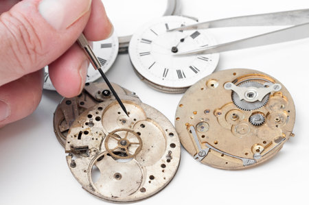 Detail of clock parts for restorationの写真素材
