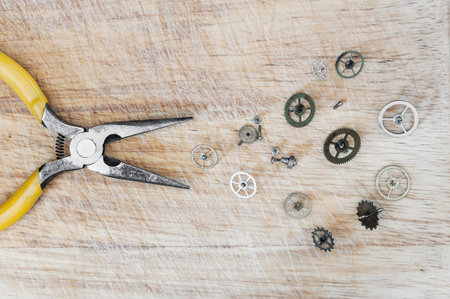 Detail of clock parts for restoration