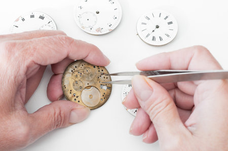 Detail of clock parts for restorationの写真素材