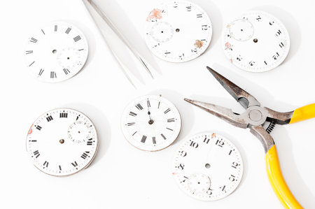 Detail of clock parts for restorationの写真素材