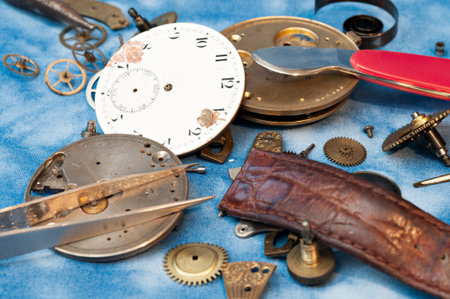 Detail of clock parts for restoration