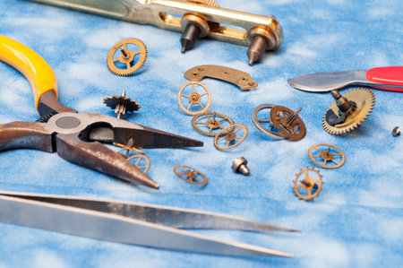 Detail of clock parts for restoration