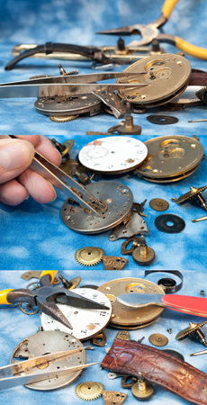 Detail of clock parts for restorationの写真素材