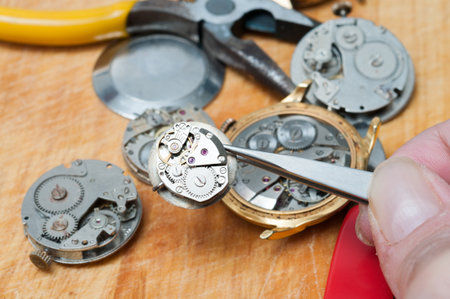 Detail of clock parts for restoration